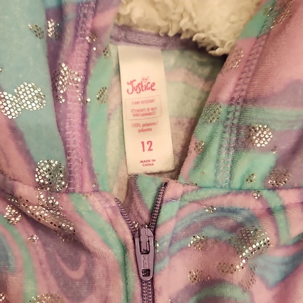 Justice Marble Hoodie Jumpsuit Pajama size 12